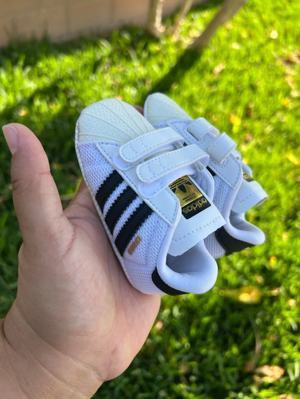 adidas White and Black Baby Superstar Crib Sneakers